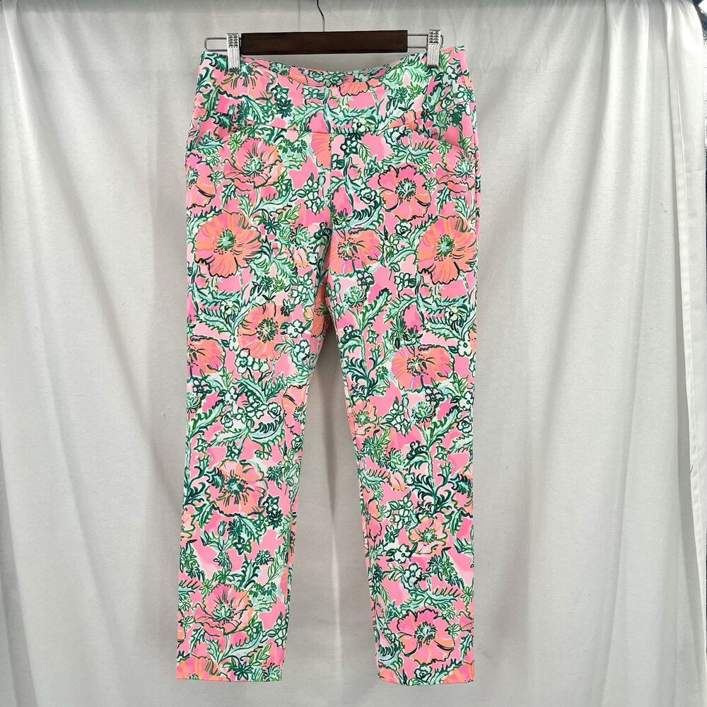 Lilly Pulitzer UPF 50+ Luxletic Corso Crop Golf Pants Perfect Poppy Pink Size 8